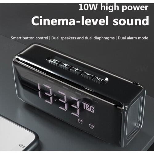TG174 Bluetooth Speaker Wireless Column Loudspeaker Sound System Desktop Alarm Clock Function Subwoofer Music Center with TF FM