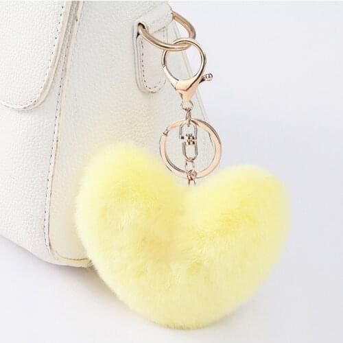 Heart Pompoms Keychain Plush Balls Key Chains Decorative Pendant For Women Girl Bag Accessories Keychains Car Fashion Keyring