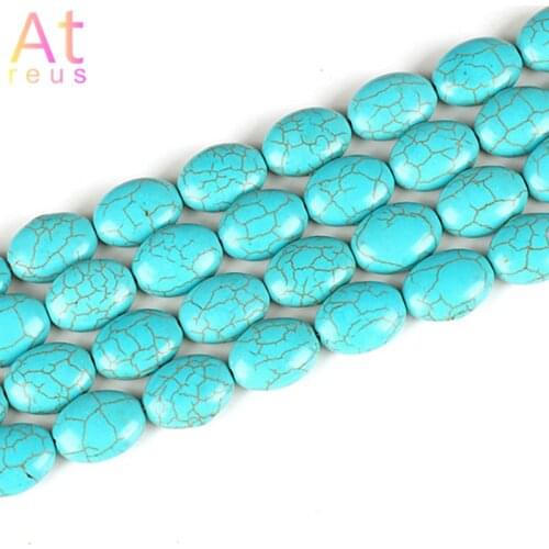 13*18mm Barrel Natural Howlite Turquois beads Blue Green Rectangle Square stone fashion wholesale charms jewelry