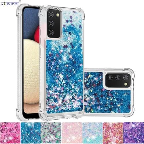 For Samsung Galaxy A02S Cute Glitter Flow Liquid Quicksand Fitted Phone Case A02 S SM-A025F/DS Beautiful Silicone Bumper Cover
