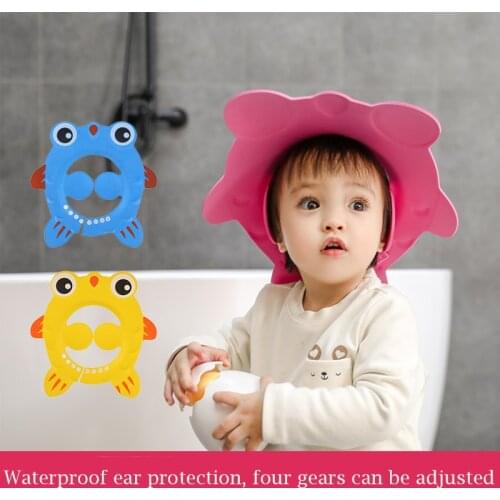 Childrens Shower Cap Baby Shampoo Cap Baby Goldfish Shampoo Cap Protective Cap Adjustable Bath Shampoo Ear Cap