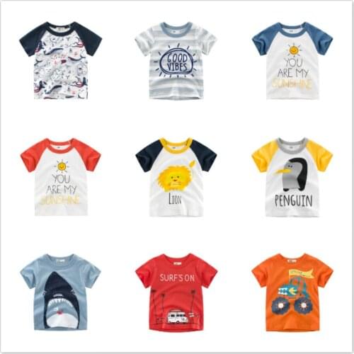 New Cartoon Animal Print Baby Boys Whale T Shirt For Summer Infant Kids Girl Car T-Shirts Clothes Cotton Toddler Letter Tops Tee