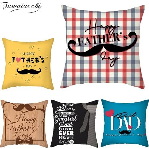 Fuwatacchi Happy Fathers Day Cushion Cover Party DIY Decorations Pillow Covers For Home Sofa Decore Throw Pillowcases 45x45cm