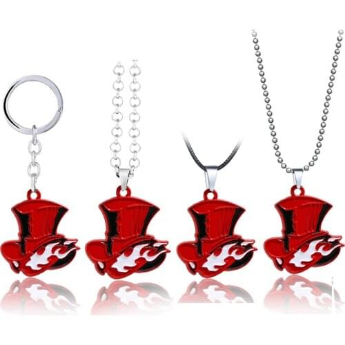 Hot Game Persona 5 P5 Cosplay Accessories Red Metal Pendant Keychain Car Bag Keyring Chains Choker Necklace Key Chains For Men