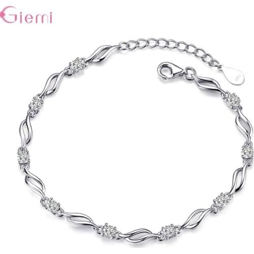 Hot Sale Simple 925 Sterling Silver Classic Irregular Austria Crystal Shinning Crystal Bracelets For Women Female Girls Gifts