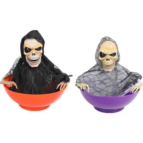 Halloween Skull Ghost Fruit Bowl Basket Candy Dish Scary Halloween Table Decor