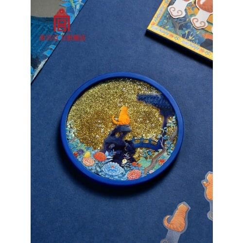 Imperial Palace Cat Purple Forbidden Moon Full Quicksand Coaster Anti-Skid Shock Absorption Birthday Gift Imperial Palace Museum