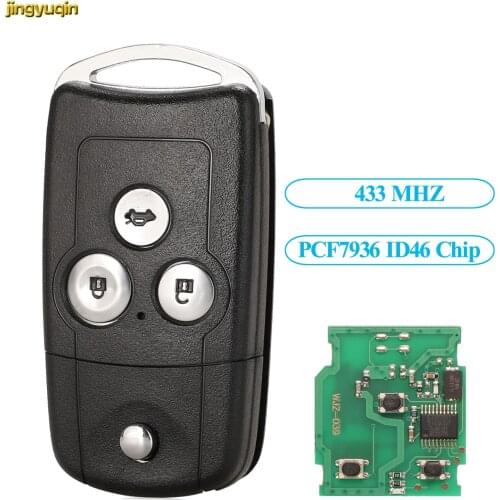 Jingyuqin For Honda Civic Accord Jazz CR-V 3 Buttons Upgrade Remote Flip Car Key Control 433MHZ ID46 Chip