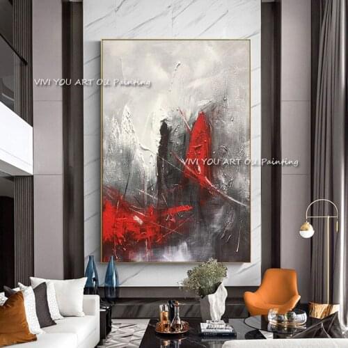 The High Quality Abstract Handmade Simple Red Corridor Handmade Oil Painting On Canvas Wall Art Brush Picture WaterColor Graph