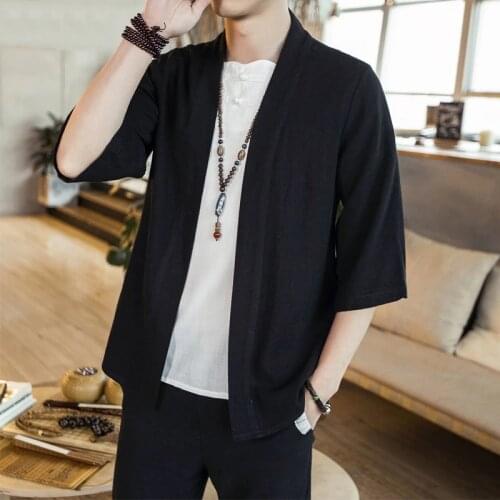 Kimono cardigan men Japanese obi male yukata mens haori Japanese samurai clothing traditional Japanese clothing FF001