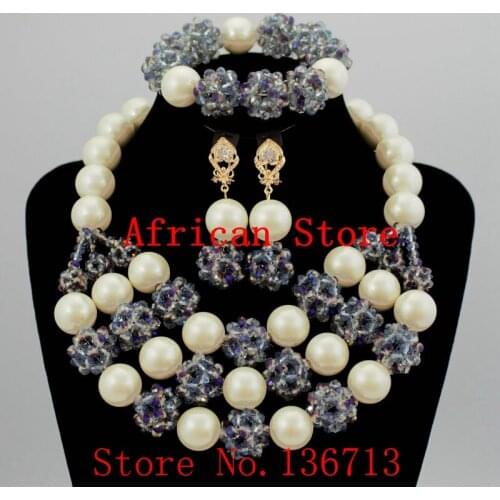 Fine African Beads Jewelry Sets Necklace Bracelet Earrings Rings Crystal Party Wedding Bridal Collar AccessoriesR392