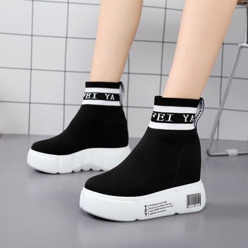 Korean fashion sponge cake platform womens shoes summer students casual high help increase socks shoes