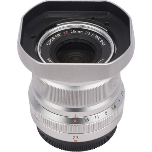 Haoge LH-X35NS Square Dedicated Metal Lens Hood with Metal Cap for Fuji Fujifilm XF 23mm f/2 R WR,XF 35mm f/2 R WR lens Silver