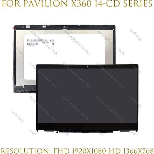 L20553-001 14" For HP Pavilion X360 14-cd 14-cd1001la 14-cd0001dx LCD Touch Screen Display Replacement Assembly N140BGA-EA4