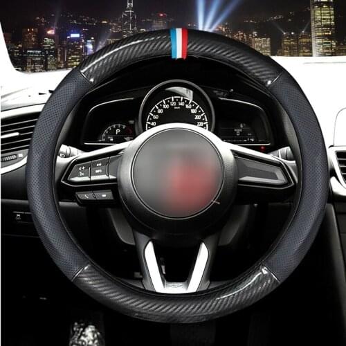 MIDOON Carbon Fiber Cow Leather Car Steering Wheel Cover For Mazda 2 3 5 6 7 8 CX3 CX5 CX7 CX98 CX9 MX5 MX7 RF Version