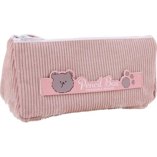 Premium Cute Corduroy Pencil Pouch Pencil Bag Zipper Closure Pen Storage Pouch Multipurpose Makeup Pouch Cosmetics Bags