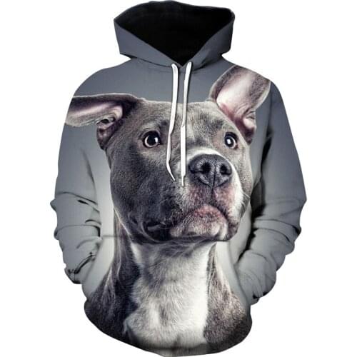 Fashion Hot Spring and Autumn Stafford Bull Terrier 3D Printing Hoodie Mens and Womens Harajuku Dog Hip hop Hoodie Pullover