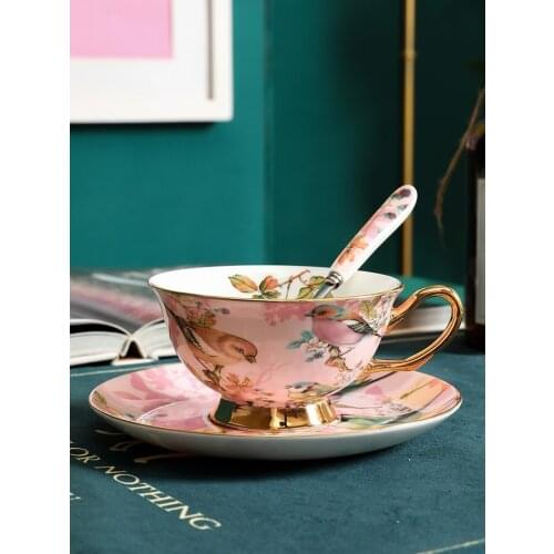 European Coffee Cups Saucer Set Bone China Teacup English Afternoon Milk Pot Sugar Jar Party Wedding Gift Home Drinking