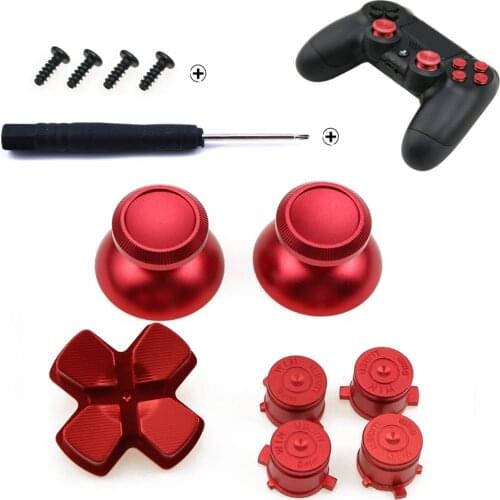 YuXi Metal Buttons Set Chrome Analog Thumbsticks For Playstation 4 D-Pad for PS4 Controller Joystick Repair Game Accessories