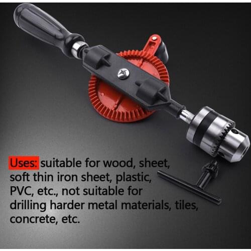 New 3/8 inch Portable Manual Drill Double Gear Hand Shake Drilling Tool For DIY Craftsman Woodworking Hand Crank Drill