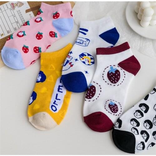 New Fashion Strawberry Mens Cotton Low-Cut Liners Socks Harajuku Funny Socks High Quality Spring Summer Casual Couples Sox