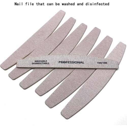 6Pcs Professional Wooden Nail Files 100/180 Wood UV Gel Polish Manicure Grey Boat Strong Thick Stick File Sandpaper Nails Buffer