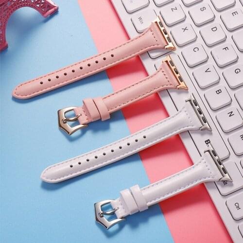 Ladies Genuine Cow Leather For Apple Watch Band 42MM 38MM 40mm 44mm for iWatch Strap Sports Buckle Smart watch series 3 4 5 6 SE