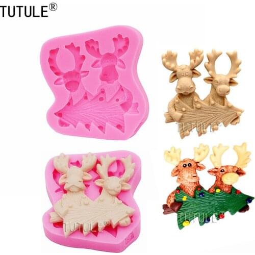 Christmas Deer Fondant Resin Chocolate Decorating Silicone Deer Mold,Polymer Clays,Animals Cake Decorating Tools Candy Mould