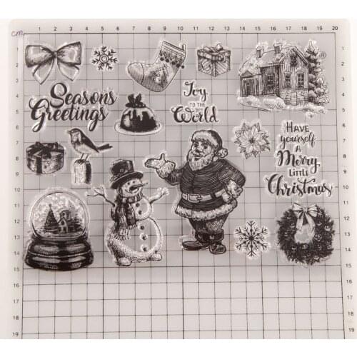 Merry Christmas Silicone Seal Stamp DIY Greeting Card Santa Claus Snowman Scrapbooking Embossing Photo Album Paper Card