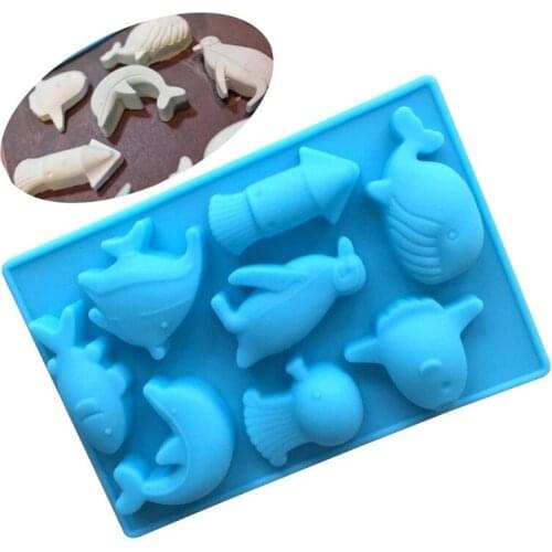 8-cavity Dolphin Ocean World Fish Silicone Chocolate Mold Silicone Ice Tray Mold