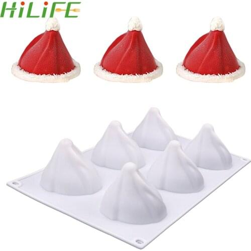 HILIFE DIY Dessert Silicone Cake Mold Santa Ice Cream Mold 6-Christmas Hat Mousse Kitchen Accessories Baking Mold