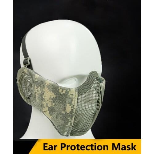 Tactical Headgear Mask Airsoft Half Face Steel Wire Mesh Mask Cycling Hunting Paintball Protective Mask Shadow Fighter Headgear