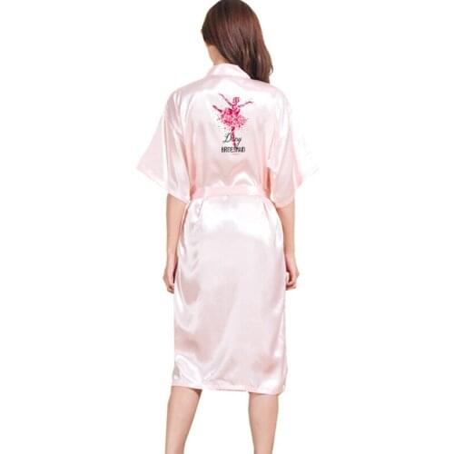 Hen Party Wedding Silk Satin Mid-Calf Robes Bride Robes Wearable Soft Cool Nightgown Dressing Gown