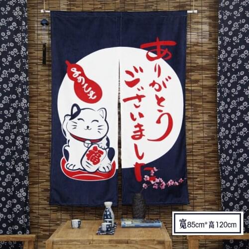 Japanese fortune cat fabric door curtain kitchen izakaya half porch curtain bedroom partition door screen decoration hangings