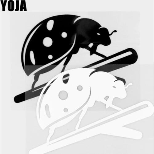 YOJA 16.5×12CM Cartoon Animals Ladybird Perching On Branches Vinyl Decal Car Stickers Black/Silver 19C-0460