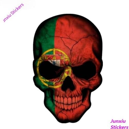 Funny 3D SKULL FLAG PORTUGAL Motif External Car Sticker Bumper Trunk Laptop Motorcycle Skull Flag Exterior Decoration KK15x12cm