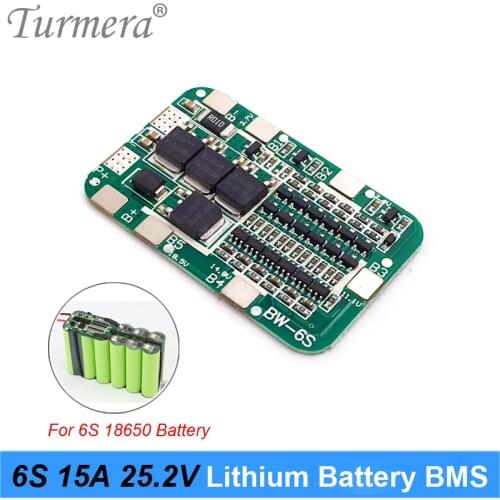 Turmera 6S 15A BMS 25.2V 18650 Lithium Battery Protect Board for 20V 25V Screwdriver and 24V Massage Gun Muscle Battery Pack Use
