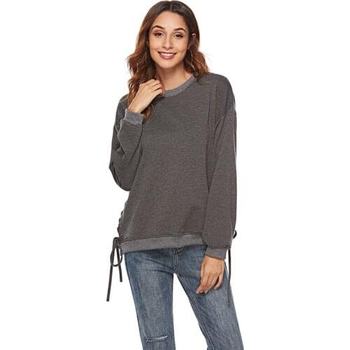 Women Hoodies Sweatshirts Side Seam Drawstring Loose Pullover Hooded Sweatshirt Autumn Coat Warm Tops Female Clothing