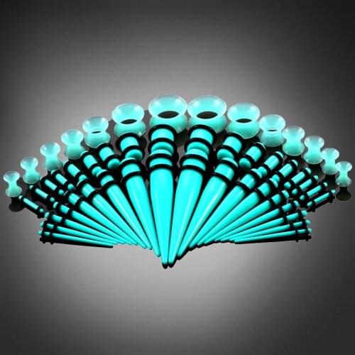 50pcs/set Acrylic Ear Gauge Pierced Earrings Taper And Plug Stretching Kits Mixed Color Ear Flesh Tunnel Expansion Body Piercing