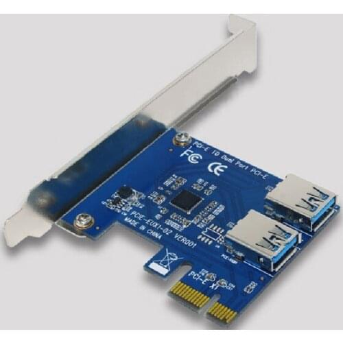2 Ports USB 3.0 Riser Card PCI-E PCI Express 1x Card Adapter Converter For BTC Miner Mining Machine Drop Shipping