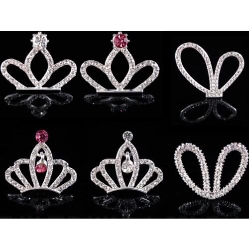 2019New 10Pcs Rhinestone Crown Button for DIY Childrens hair accessories or wedding decoration HZ472-HZ477