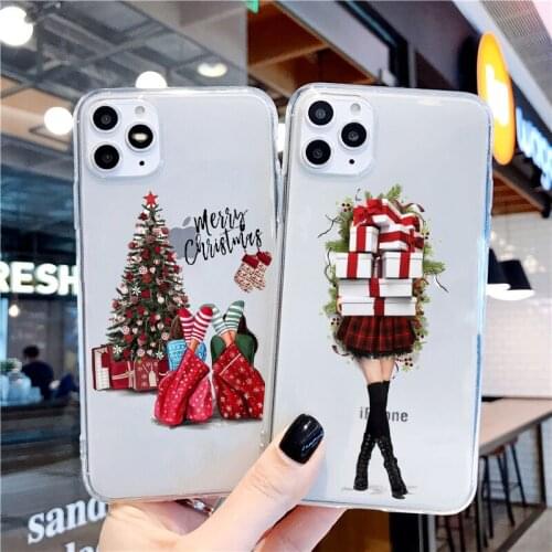 2020 New YearFashion Christmas girl Silicone phone Case Coque For iPhone 12pro Xs 11Pro Max 6S 7 8 Plus XR X MAX 12mini cover