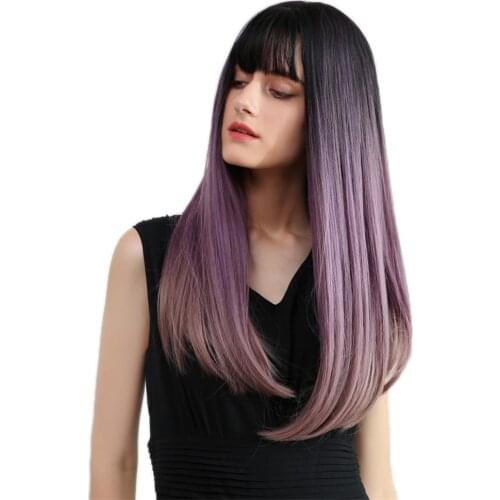 24'' Women Long Straight Synthetic Resistant Wigs for Cosplay Party