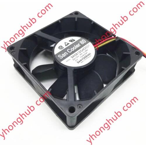 Sanyo Denki 9A0812G4D031 Server Cooling Fan DC 12V 0.38A 80x80x25mm 3-wire