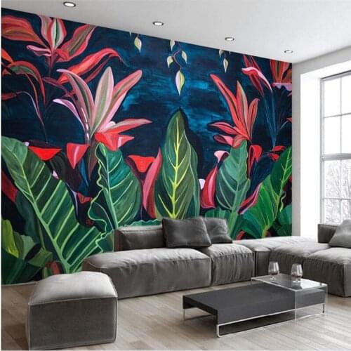 Beibehang 3D fresco custom european retro tropical rain forest banana leaf TV backdrop wall wallpaper for walls 3 d