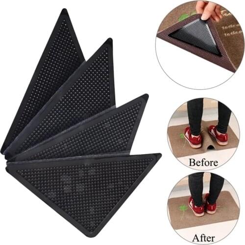 Non-Slip Rug Carpet Mat Grippers Anti Skid Corners Pad for Bathroom Kitchen Living Room Silicone Mat Grippers Dropship 4Pairs