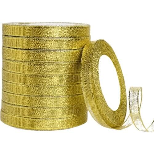 6mm Gold/silver Ribbons for Wedding Birthday Party Gift Wrapping Christmas Halloween Festival Supplies DIY Crafts Ribbon 25Yards