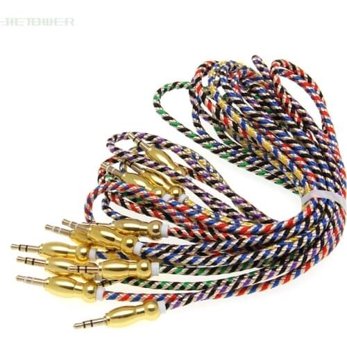 Nylon Braided AUX Gourd Style Metal Head Durable 3.5mm Male to Male Audio Cable Plug AUX Cable For Mp3 Speaker Palyer 100pcs/lot