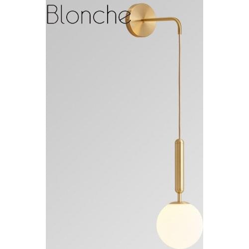 Blonche Modern Wall Lamp Glass Ball Wall Sconce Lights for Bedroom Living Room Decor Ligthing E27 Gold/Black Fixtures Luminaire
