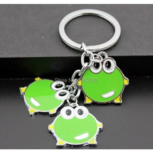 Cartoon Charactor Lovely Green Frog LEON Keychains Girl Womens Bag Pendant Charms Childrens Gift MO60